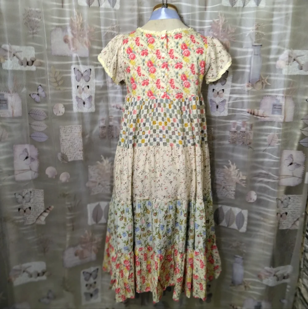 Malley Too Dallas Vintage Tiered Boho Prairie Cottagecore Maxi Dress Size 16